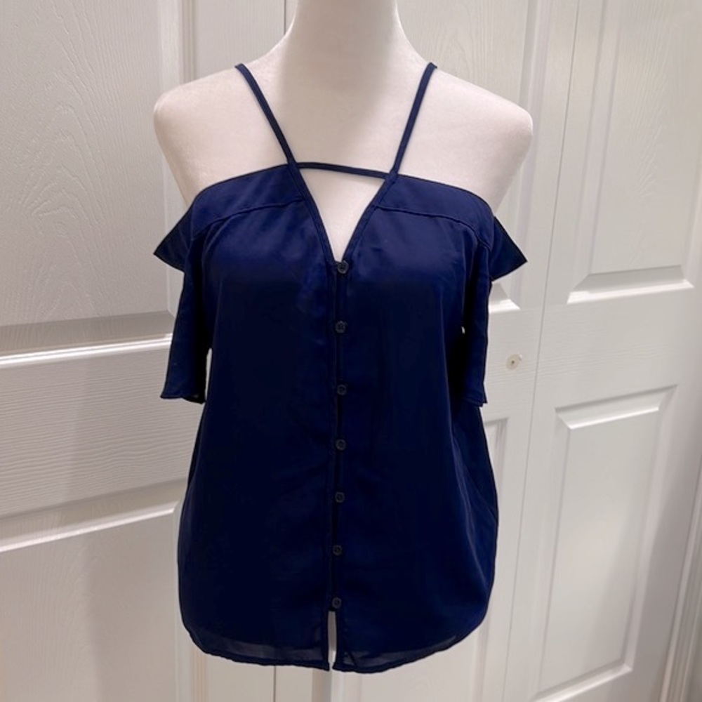 EXPRESS Navy Cold Shoulder Top